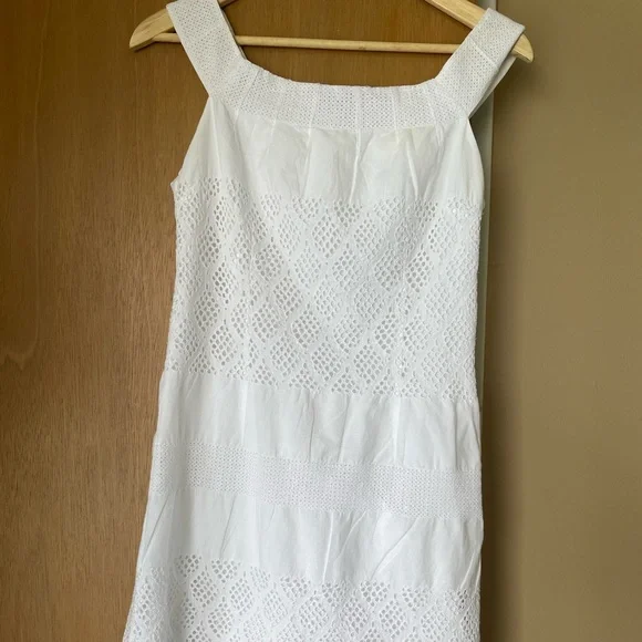 white christmas dresses Pre-Loved Club Monaco, Circle Eyelet Shift Dress, Black, Size 2 – Elle &  Beck main image 1
